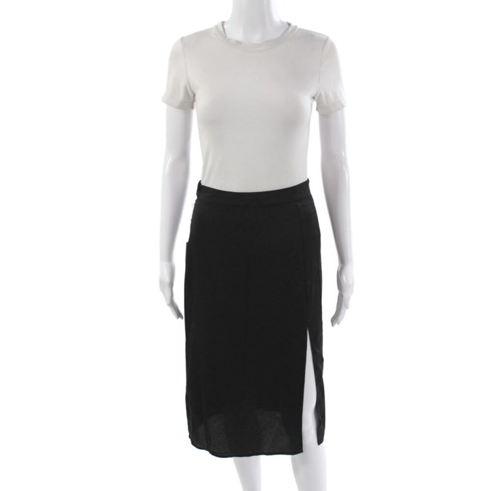 Cushnie Womens Black Straight Pencil Midi Skirt Zip Polyester Size 2